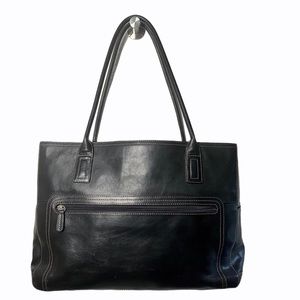 Fossil Black Leather Laptop Tote Handbag